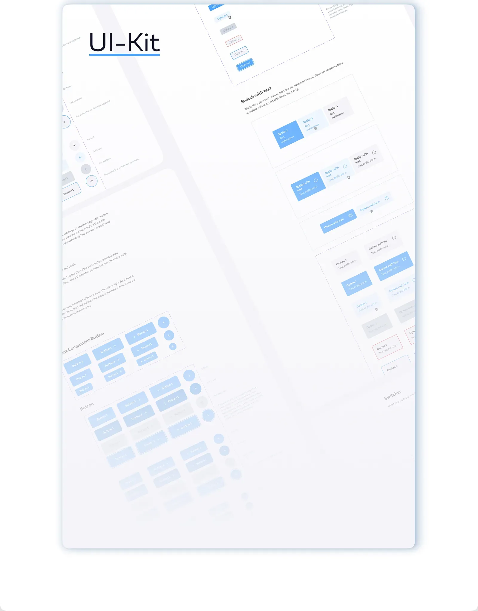 UI kit showing reusable controls, states, and interaction patterns